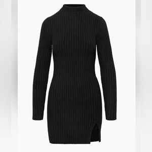 Aritzia Black Long Sleeve Ribbed Dress